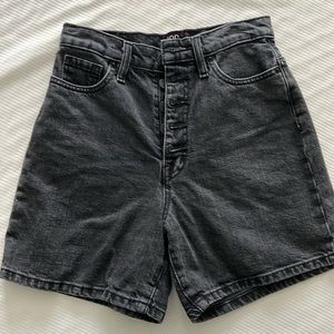 BDG Mom High Rise Black Denim Button Fly Shorts